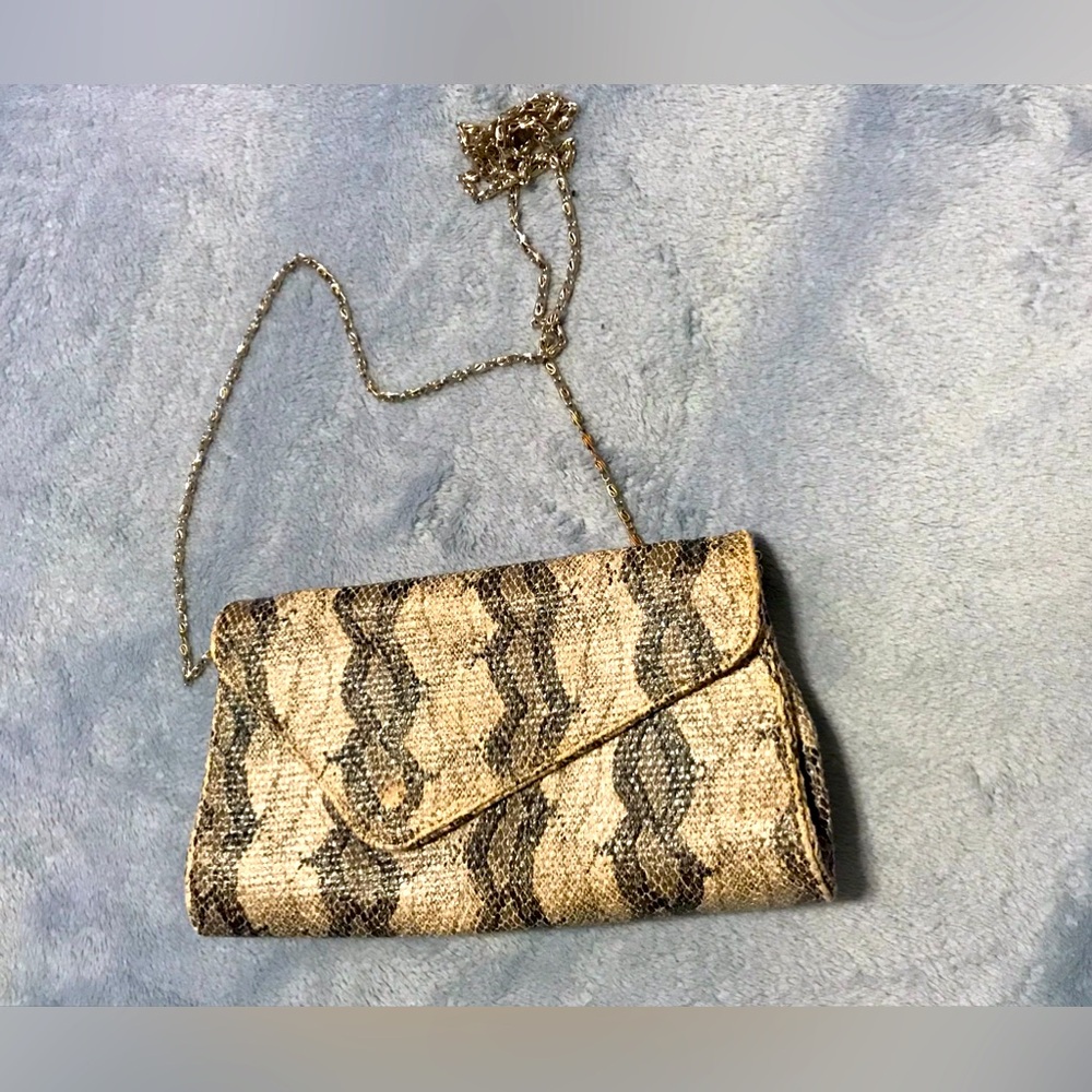 Vintage🐍Snakeskin Print Chain Shoulder Purse/Clutch